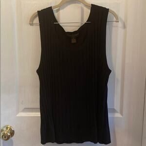Linda Matthews women plus size 2X sleeveless black camisole tank top